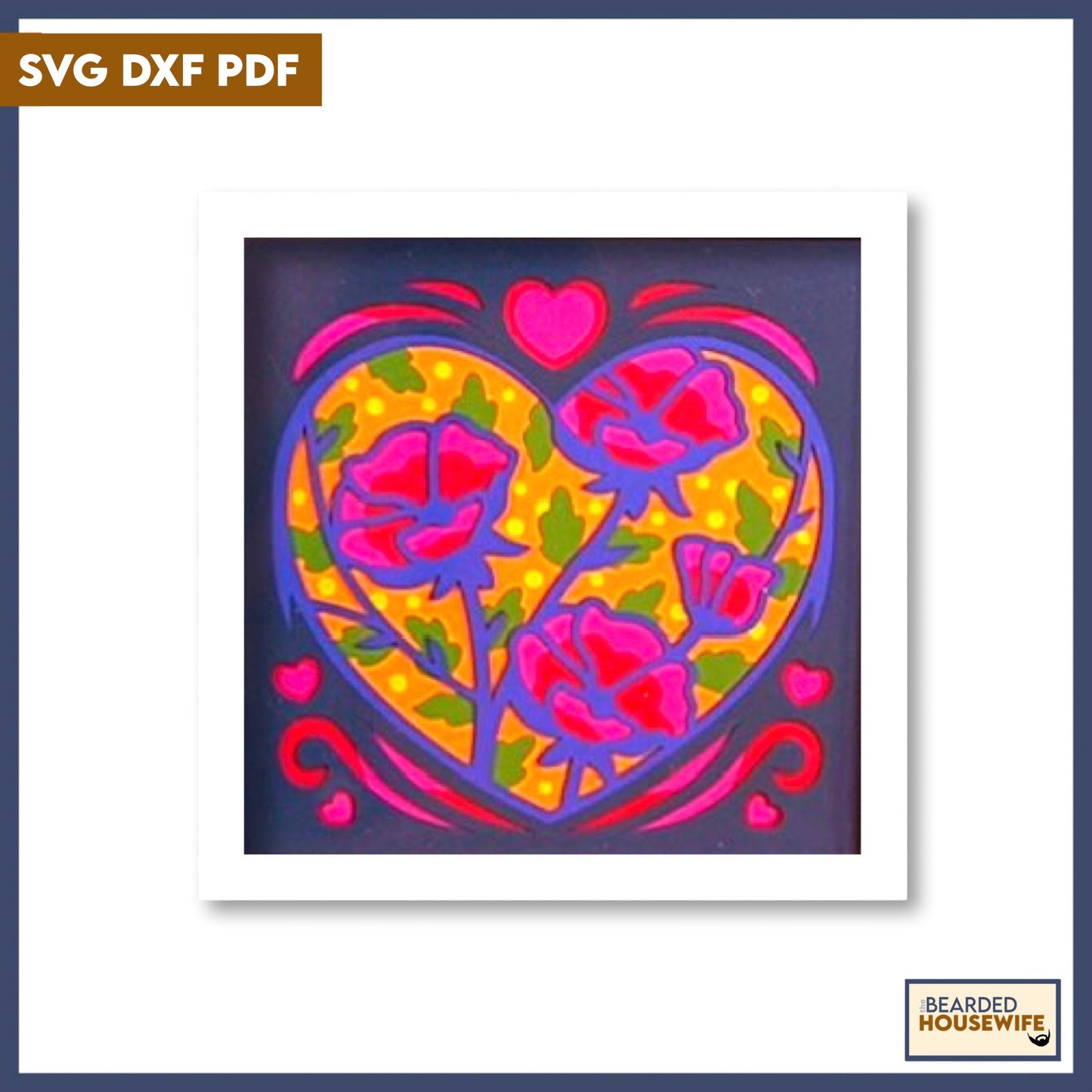 heart framed flowers shadow box