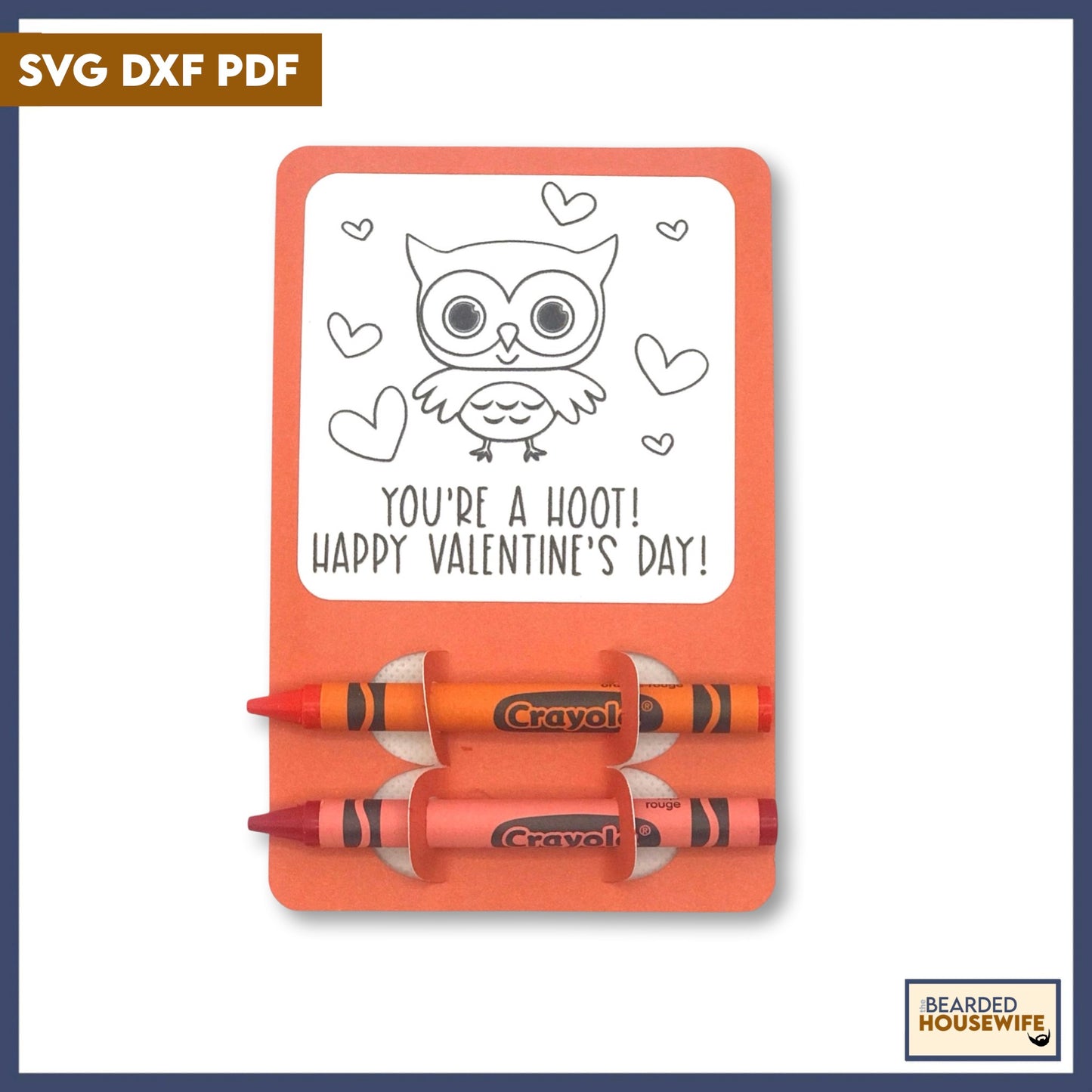 Owl Valentine Coloring Card