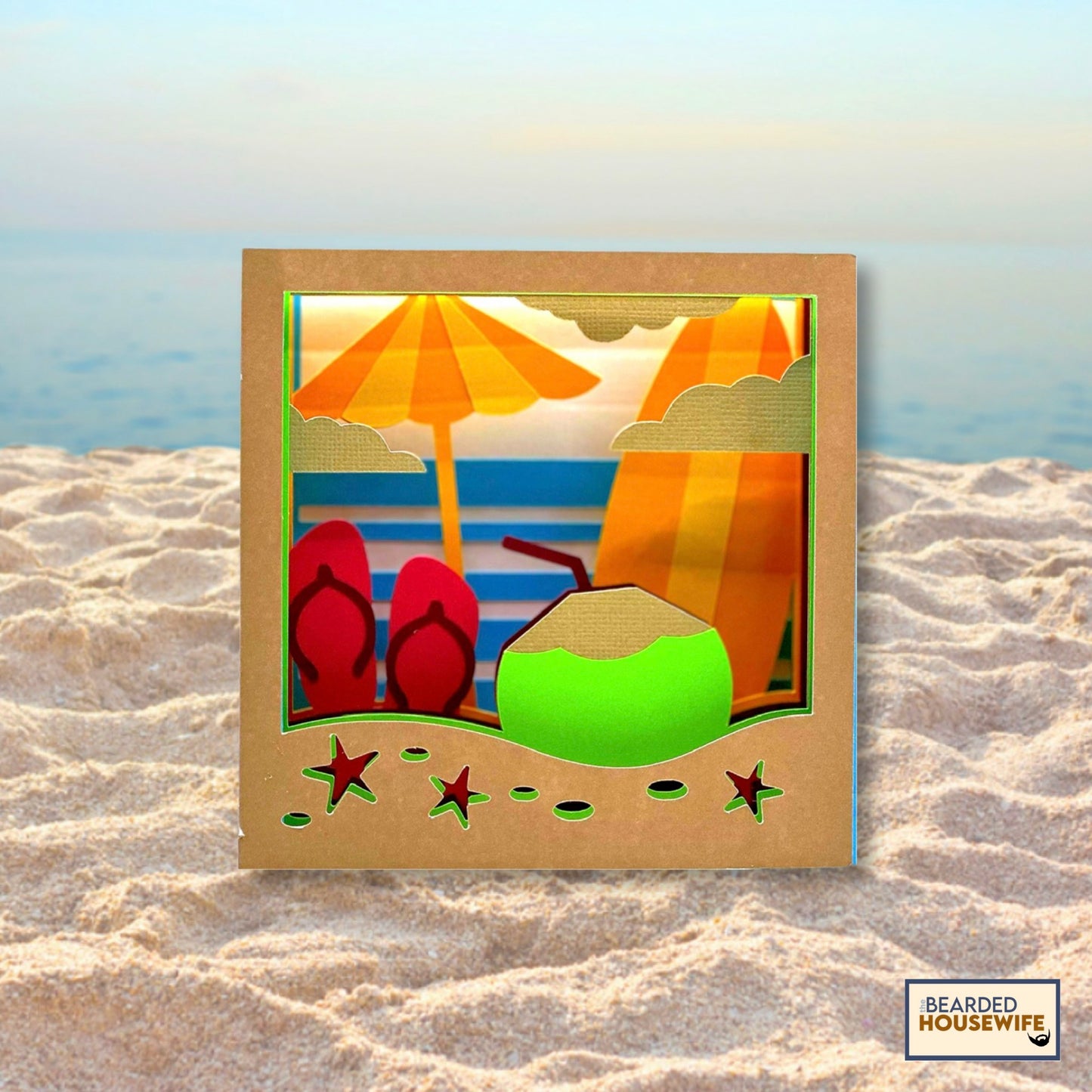 summer on the beach shadow box card