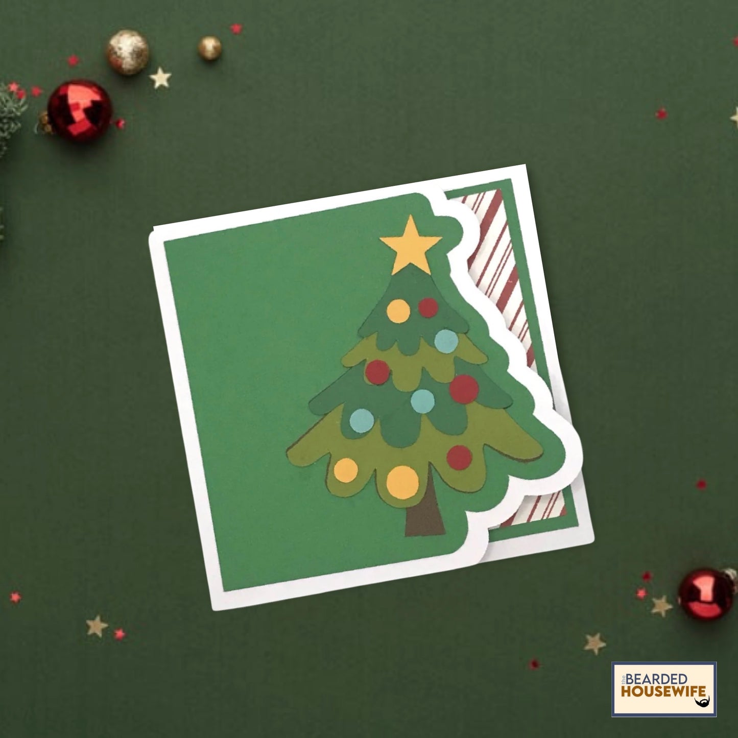 christmas tree side edge card