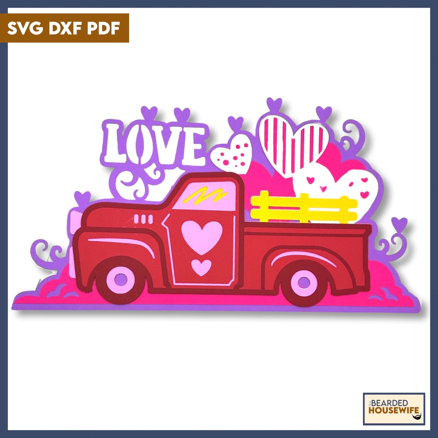 love truck layered paper craft