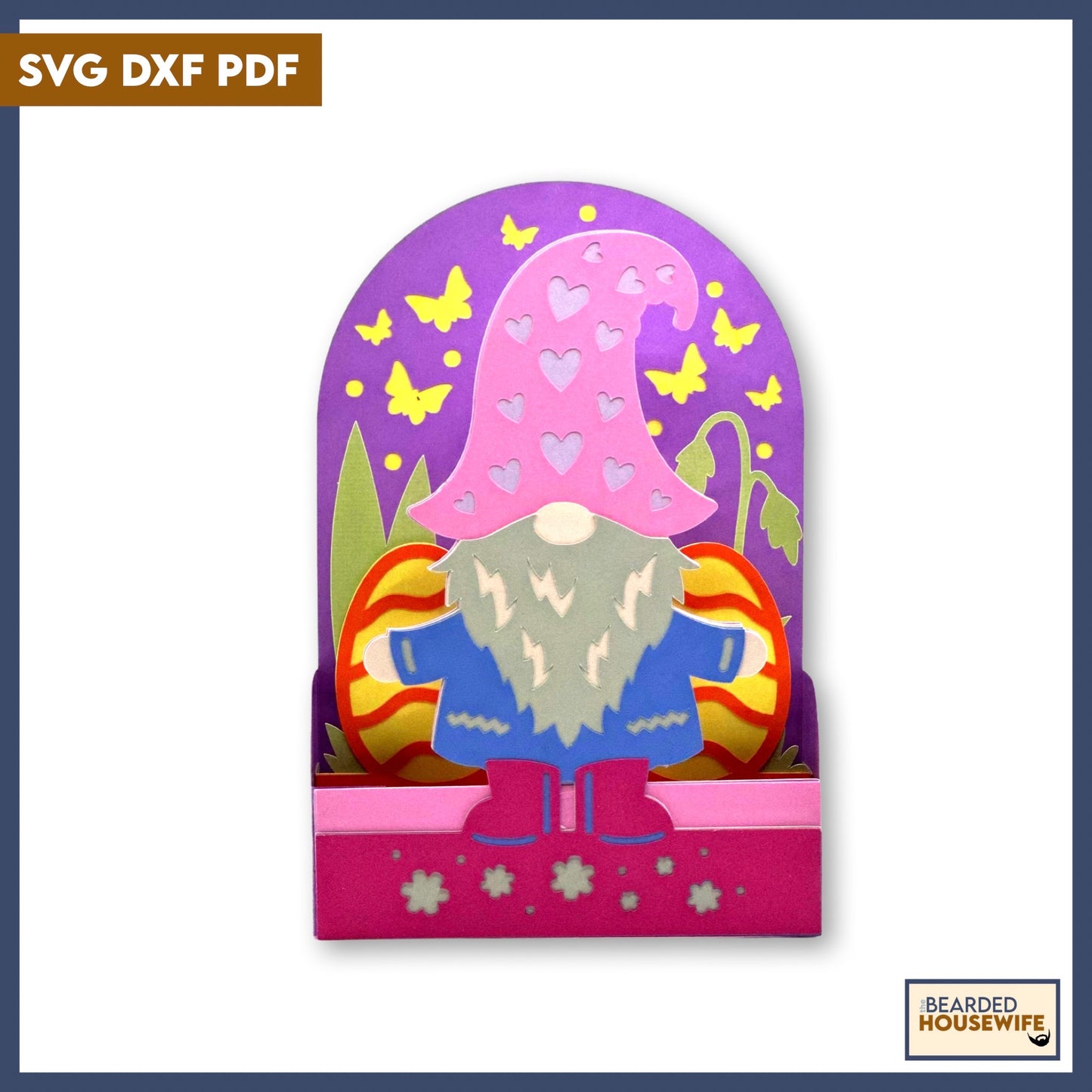 gnome and easter eggs box card