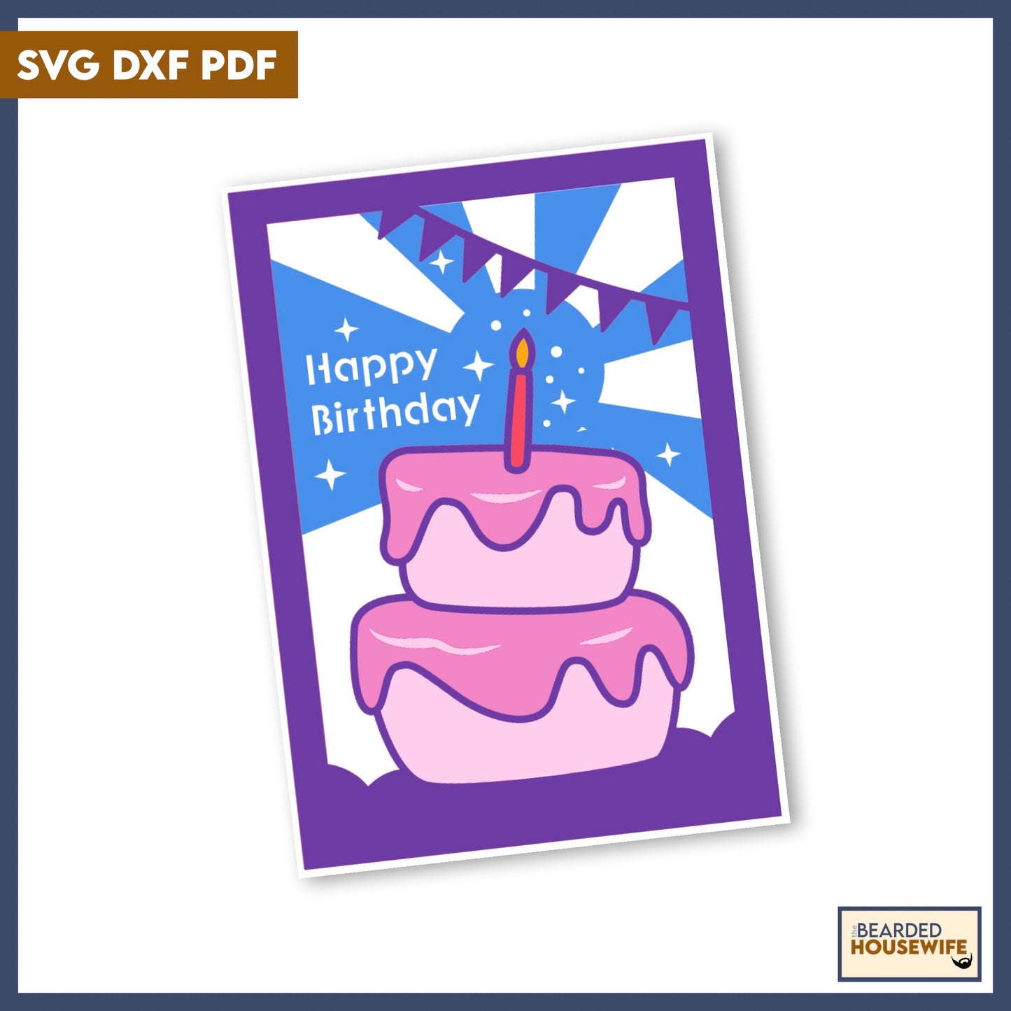 happy birthday cake layered card