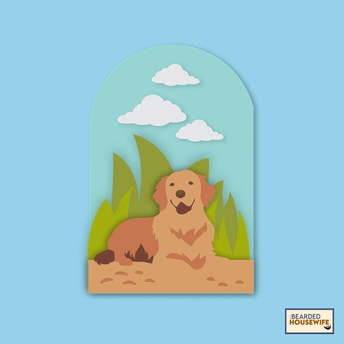 dog in the grass box card