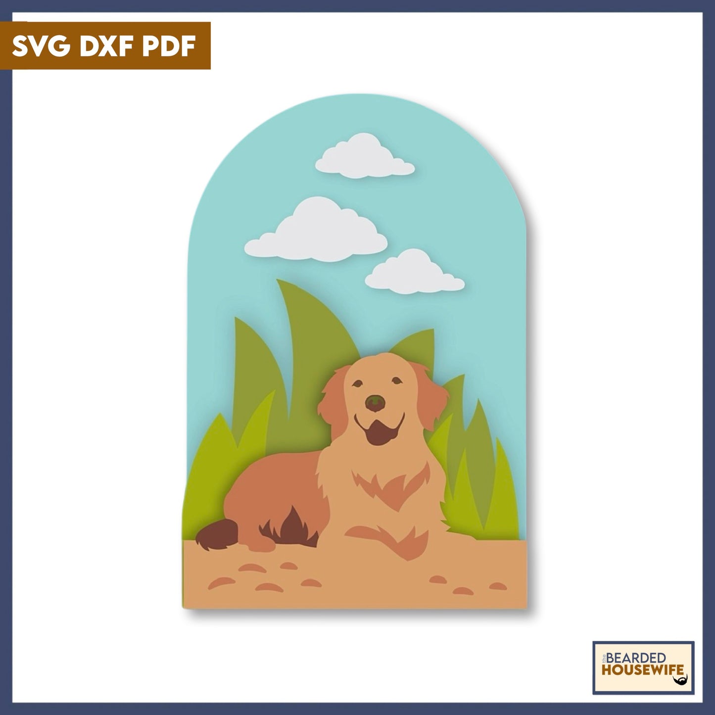 dog in the grass box card