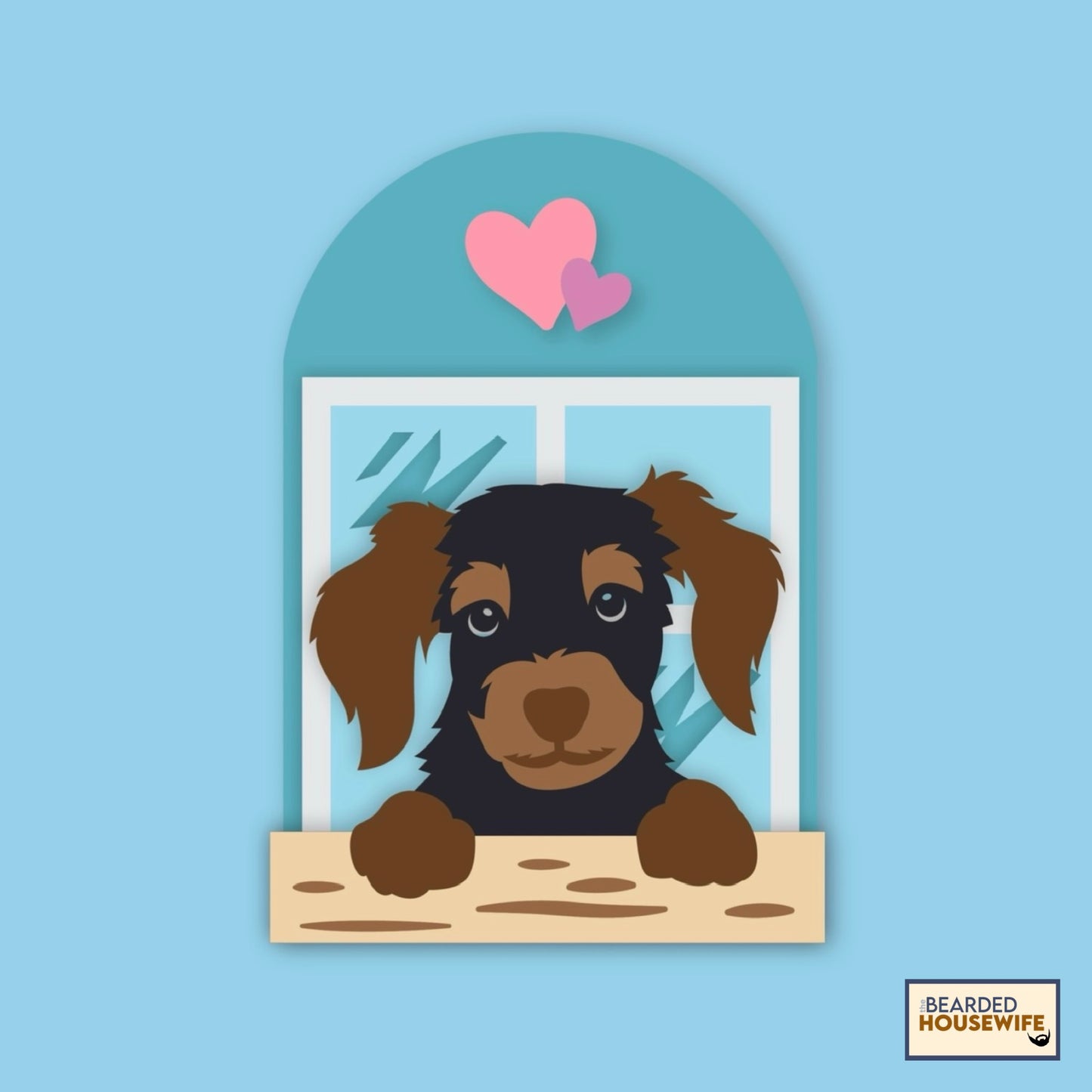 dog in the window box card
