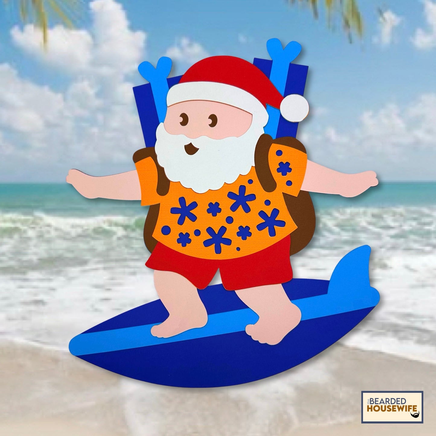 surfin santa layered paper craft
