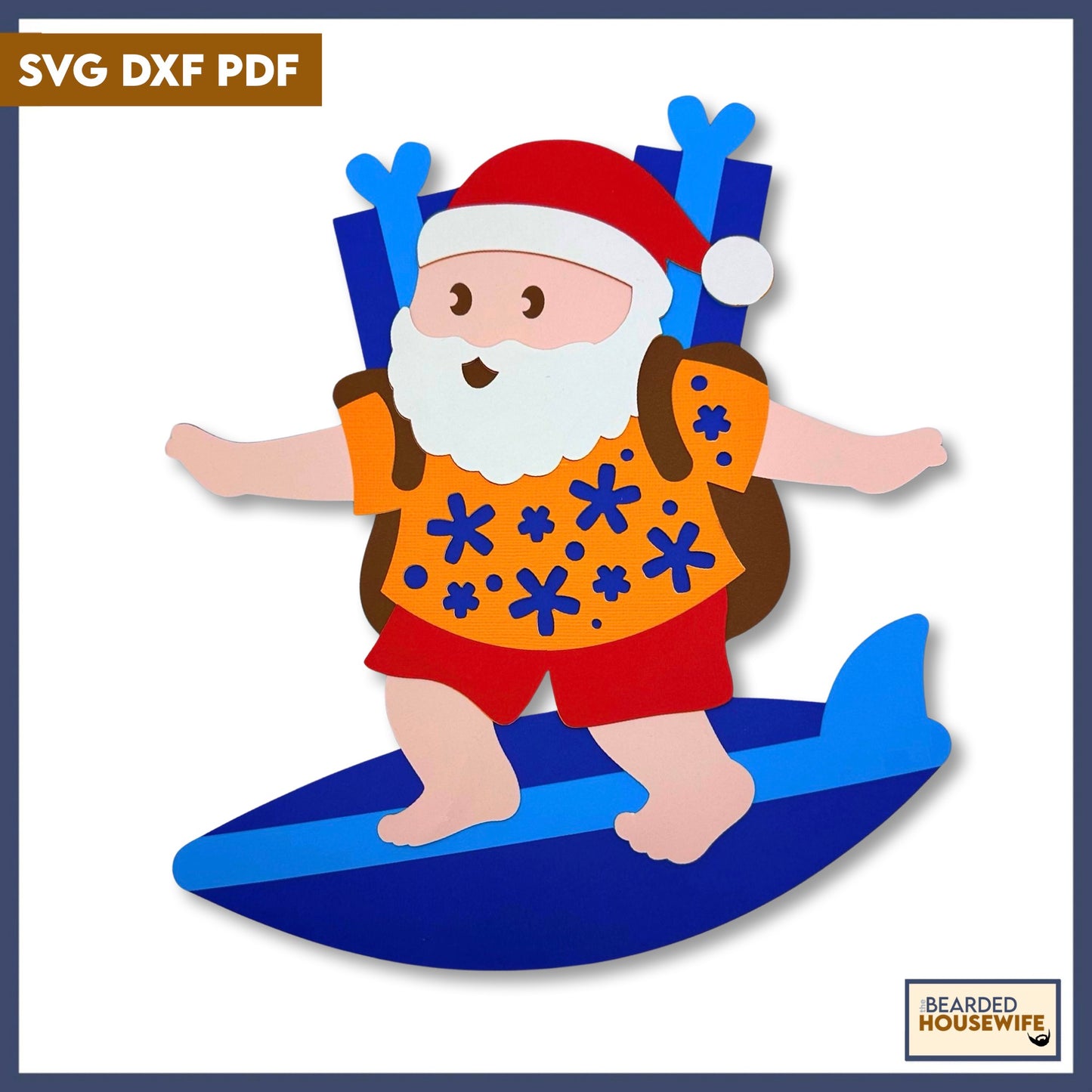 surfin santa layered paper craft