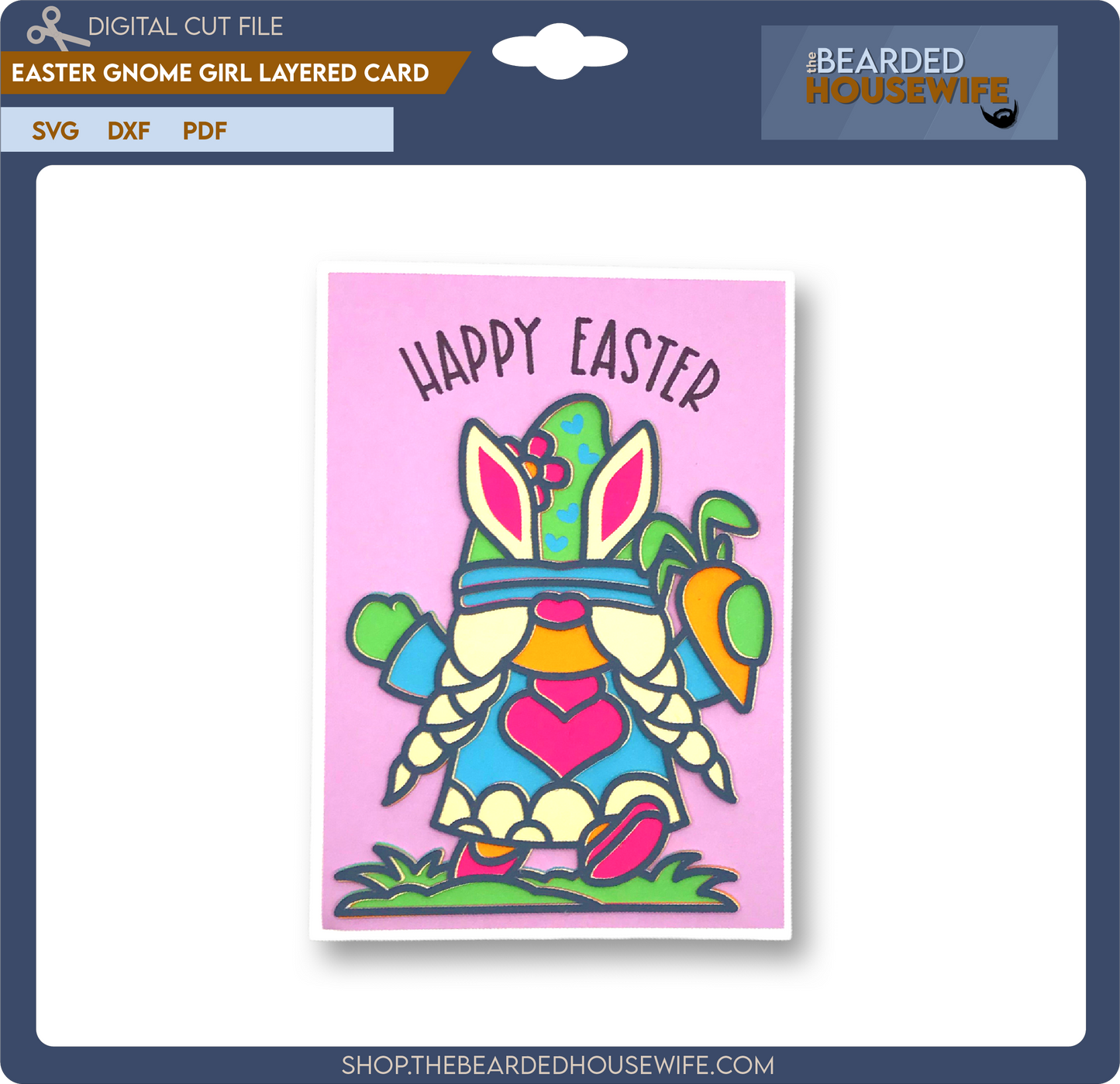 easter gnome girl layered card