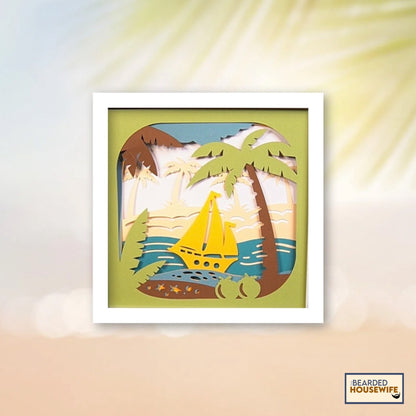 Sailboat by the Beach Shadow Box