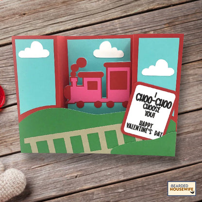 Choo-Choo Valentine Bridge Card