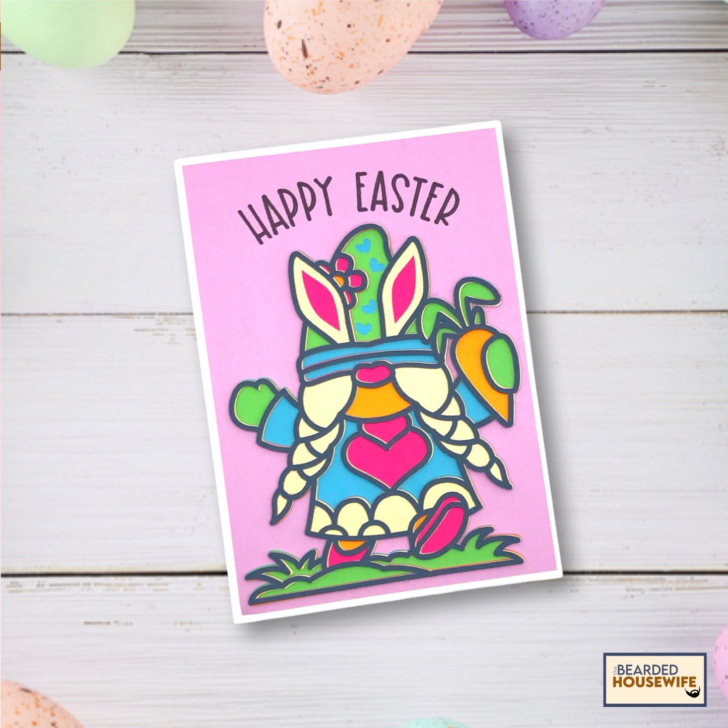 Easter Gnome Girl Layered Card
