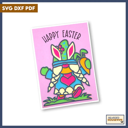 Easter Gnome Girl Layered Card