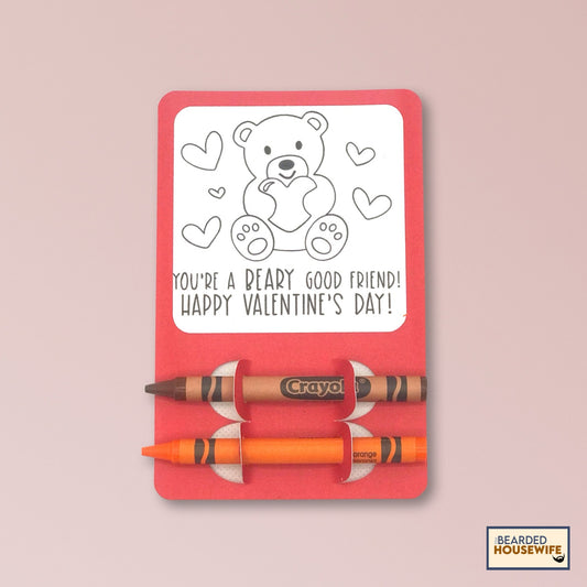 Teddy Bear Valentine Coloring Card