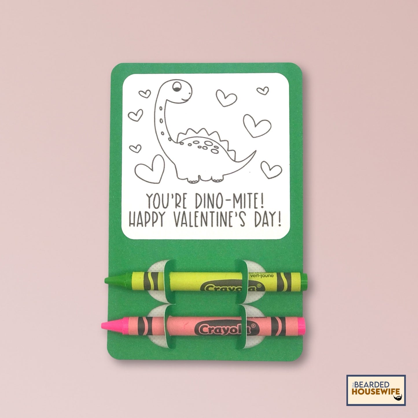 Dinosaur Valentine Coloring Card