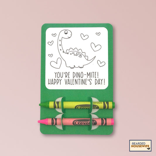 Dinosaur Valentine Coloring Card