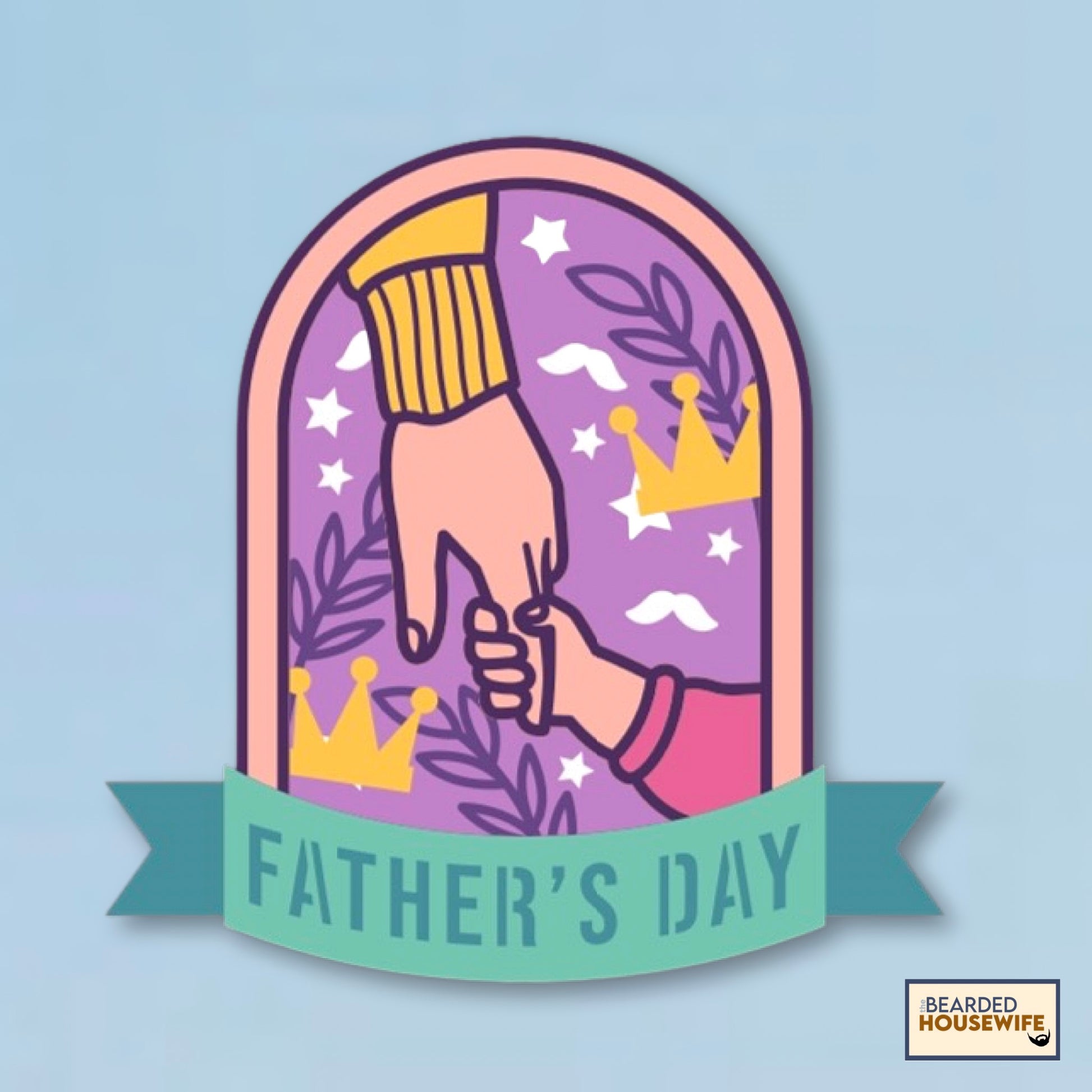 holding dads hand layered paper craft