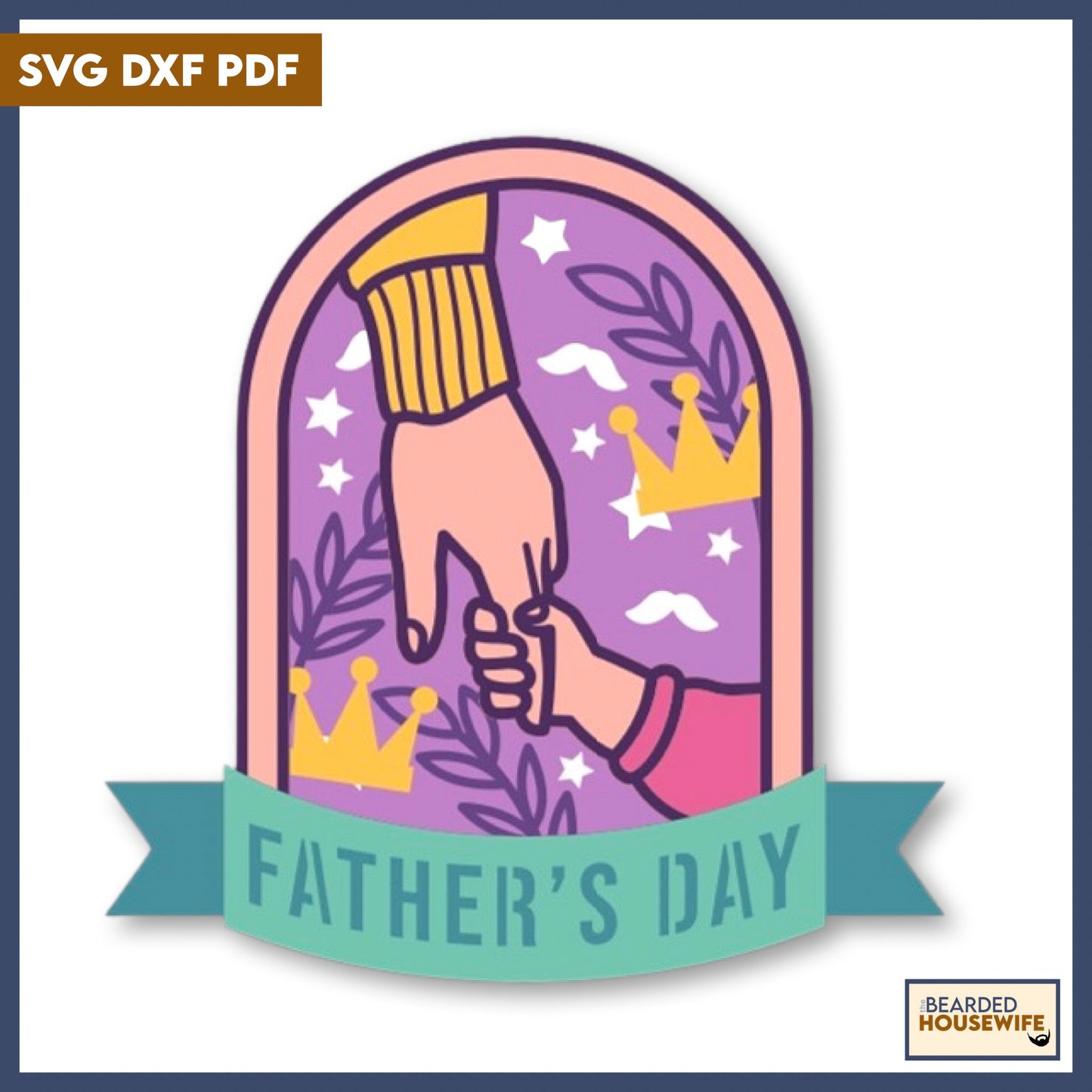 holding dads hand layered paper craft