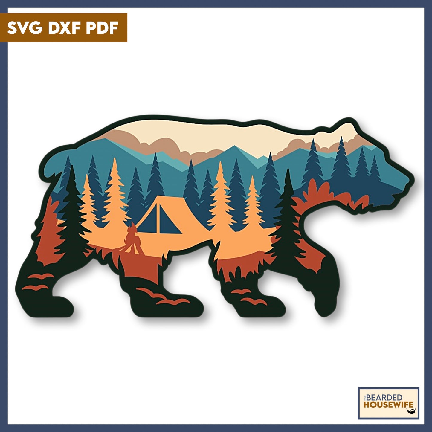 bear silhouette layered paper craft