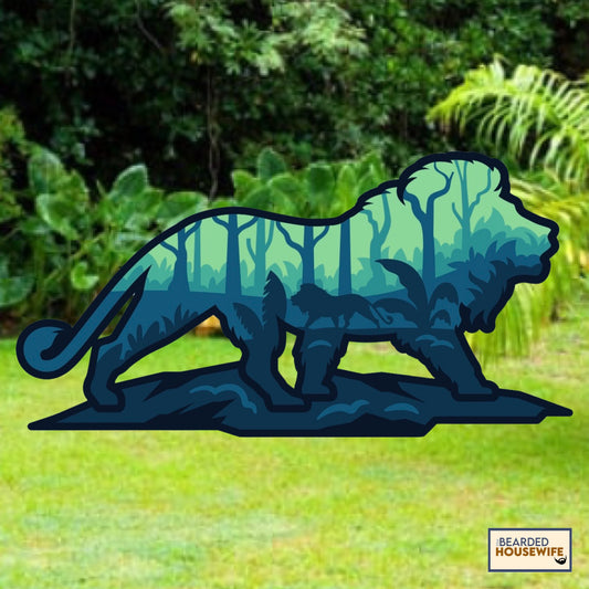 lion silhouette layered paper craft