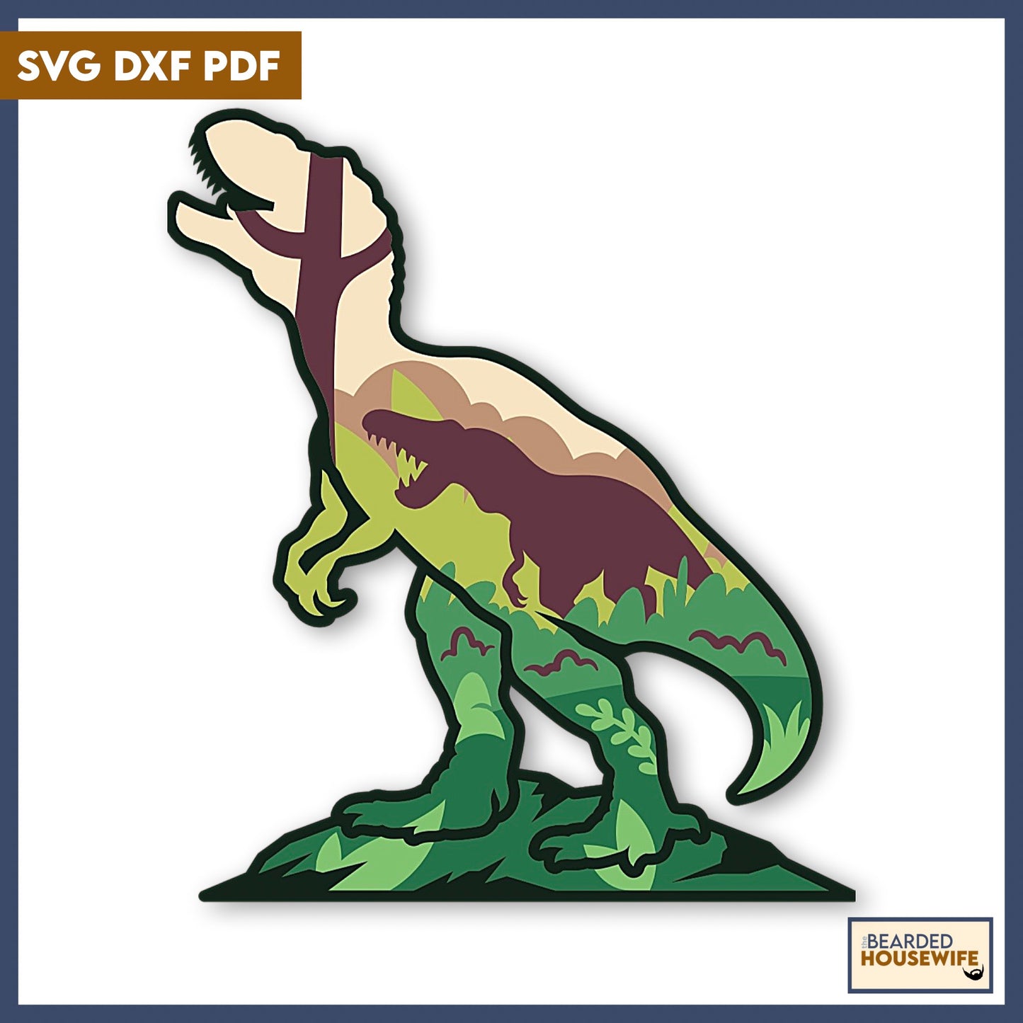 dinosaur silhouette layered paper craft