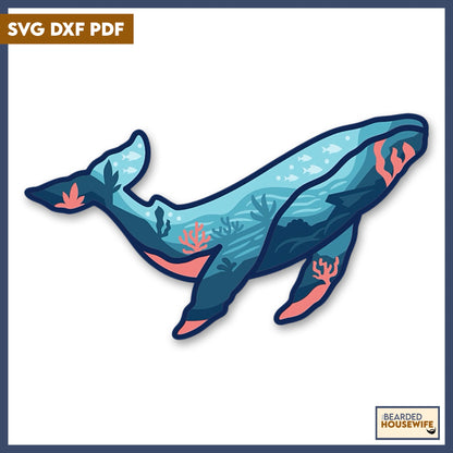 whale silhouette layered paper craft