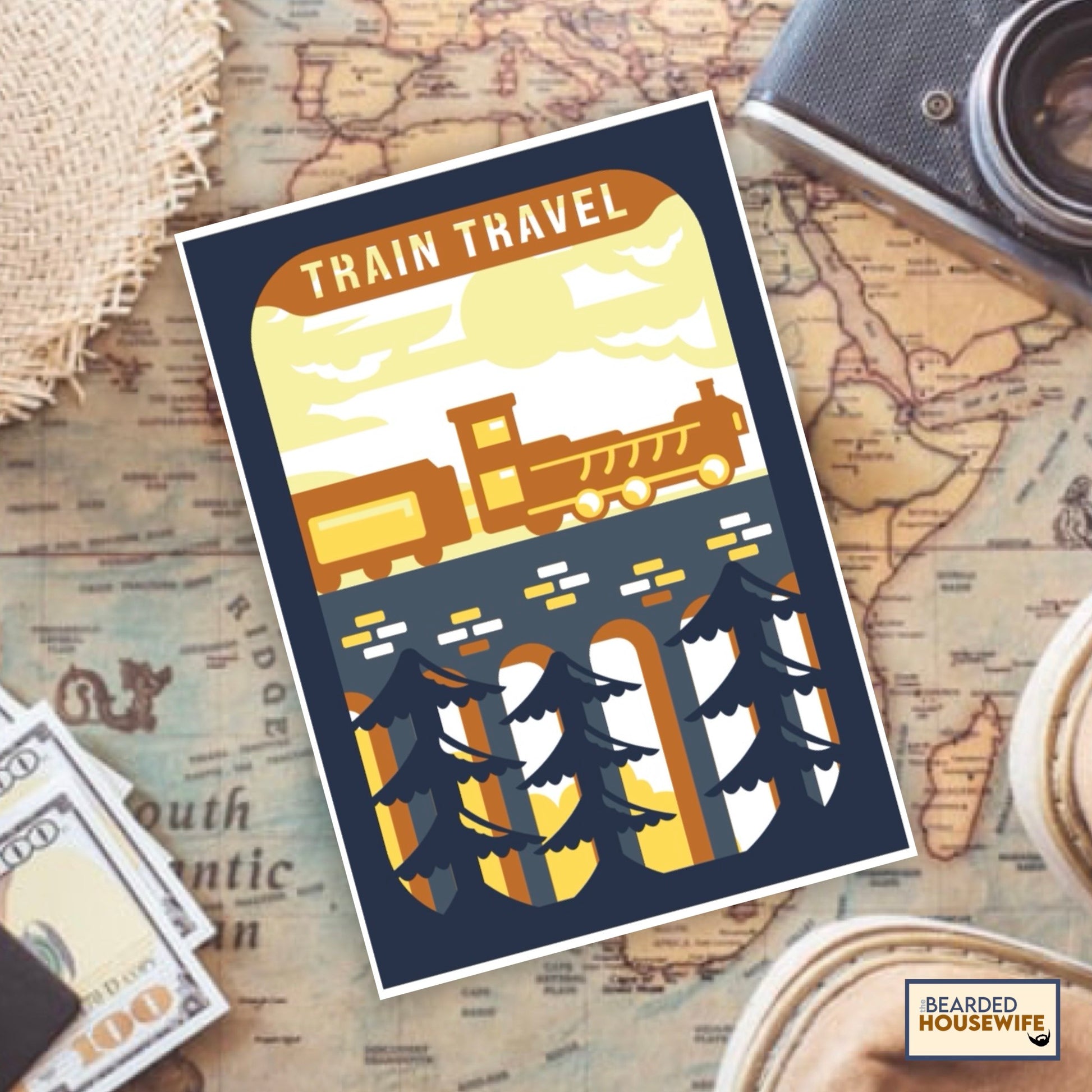 train travel layered card