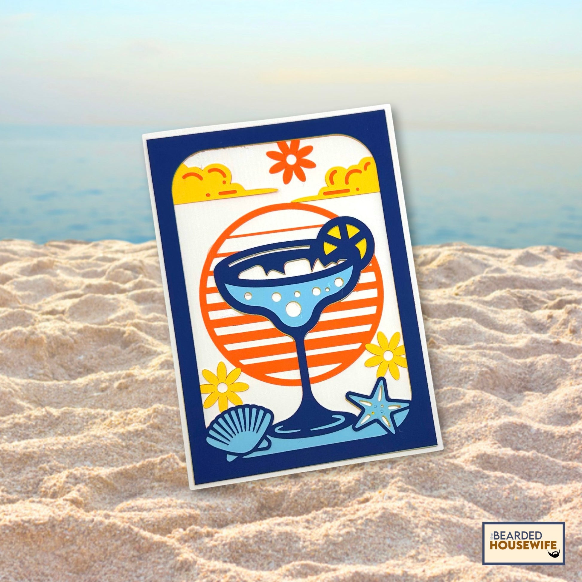 summer cocktail layered card