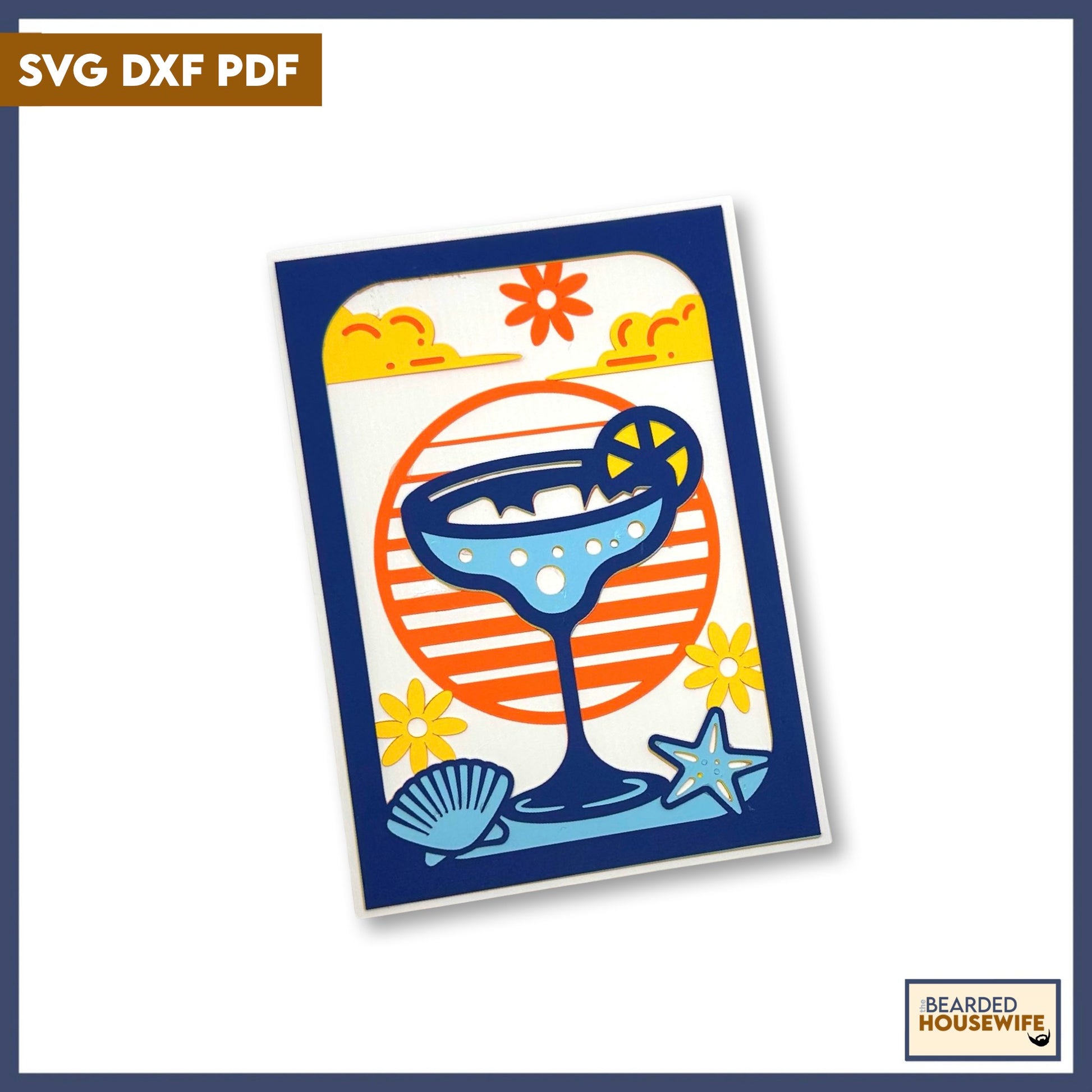 summer cocktail layered card