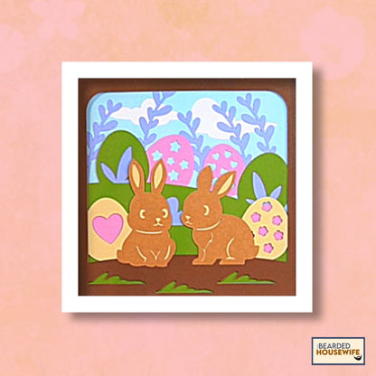 cute bunnies shadow box