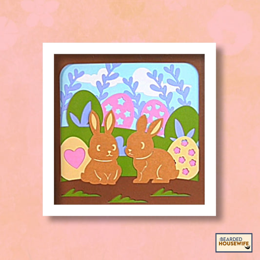 cute bunnies shadow box