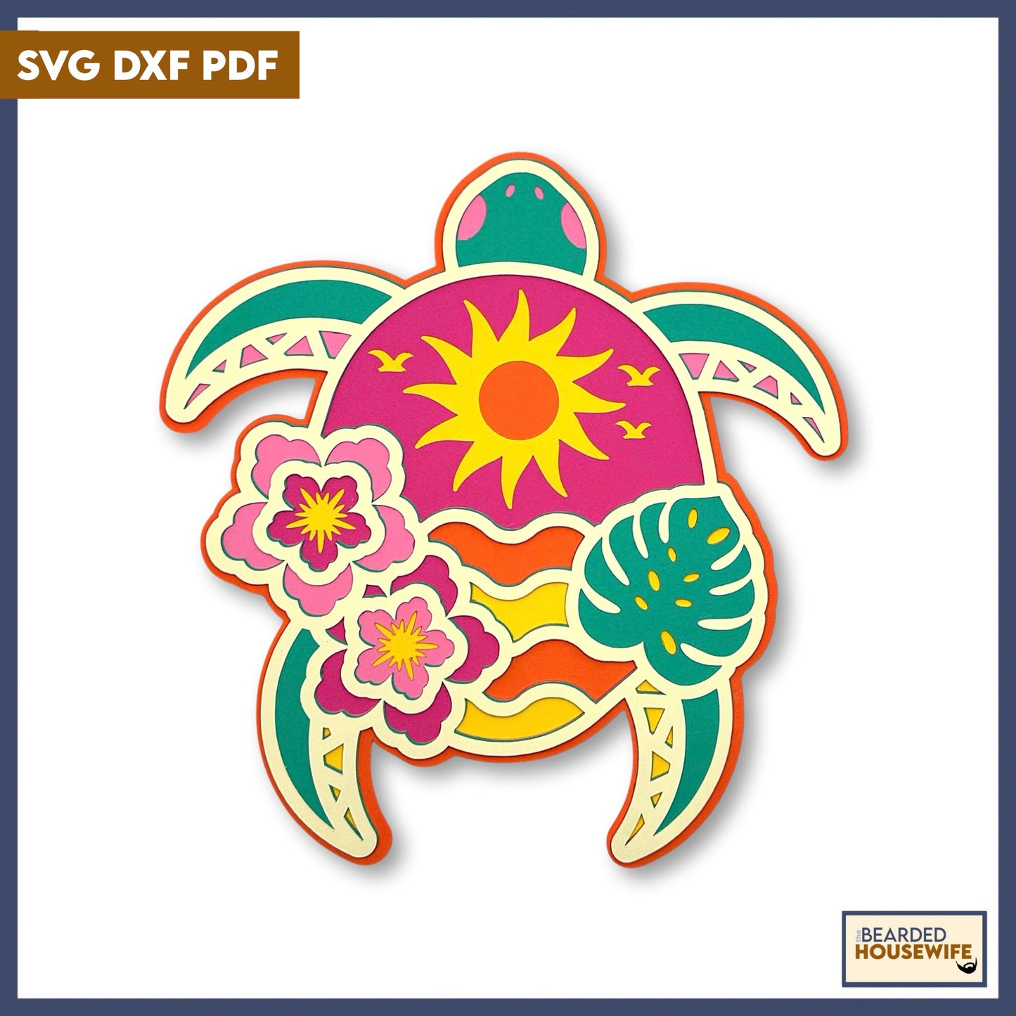 turtle silhouette layered paper craft