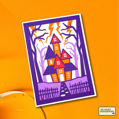 spooky house layered card