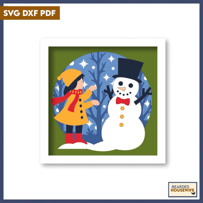 building a snowman shadow box