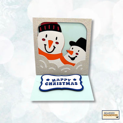 happy easel snowmen card
