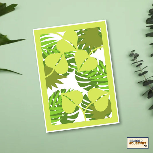 green leaves layered card