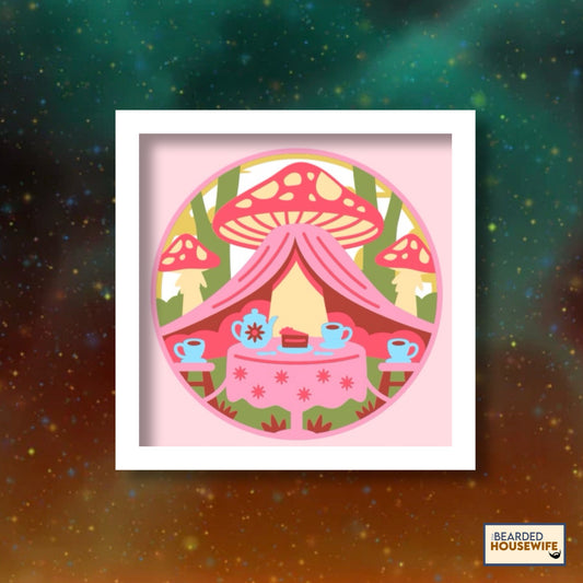 toadstool tea party shadow box