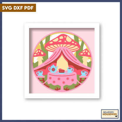 toadstool tea party shadow box