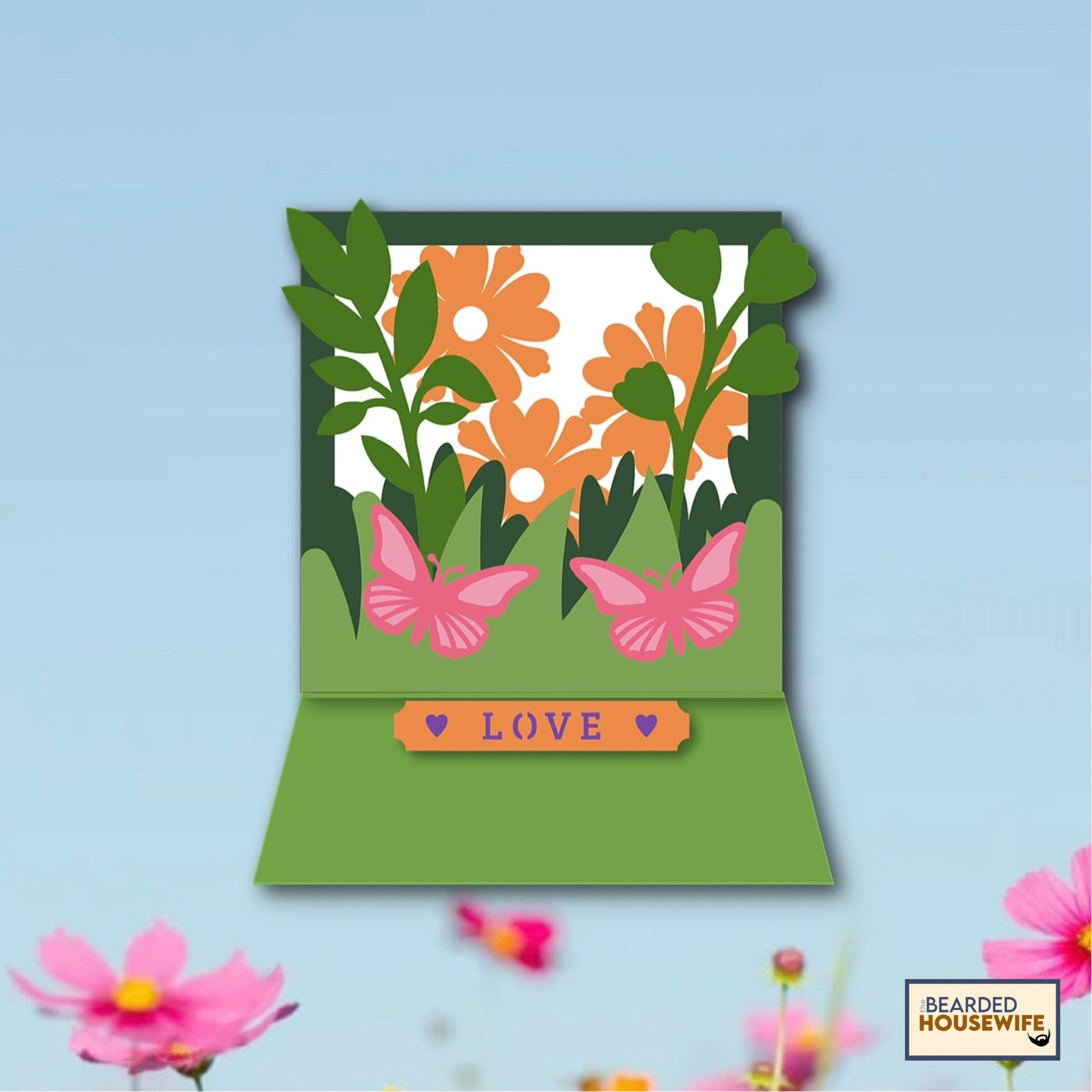 flowers and butterflies easel card
