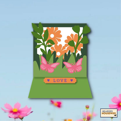 flowers and butterflies easel card