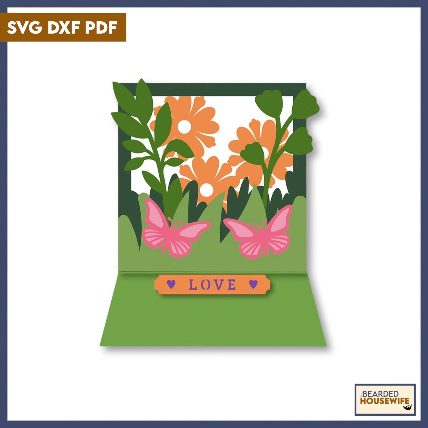 flowers and butterflies easel card