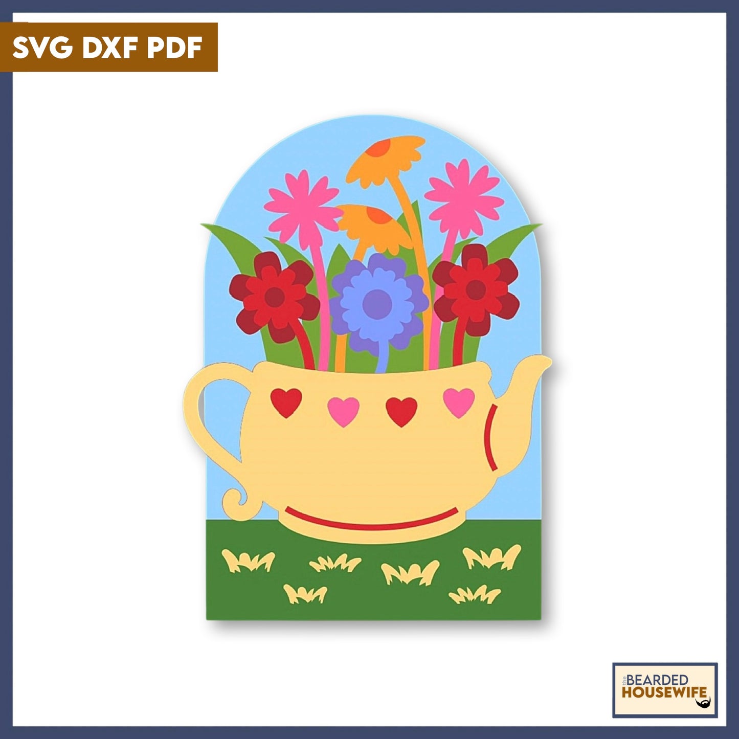 teapot of flowers box card