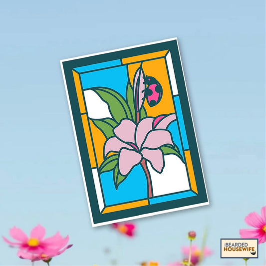 flowers and ladybug layered card