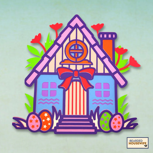 easter cottage layered paper craft