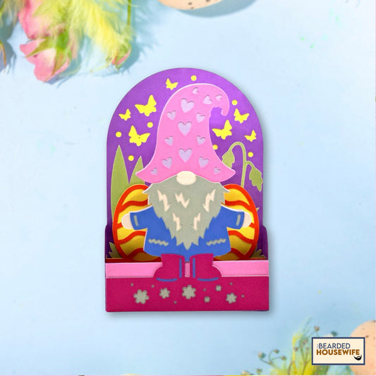 gnome and easter eggs box card