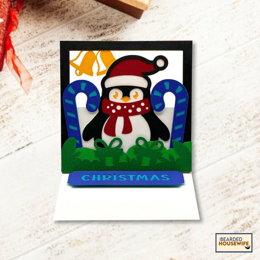 christmas penguin easel card