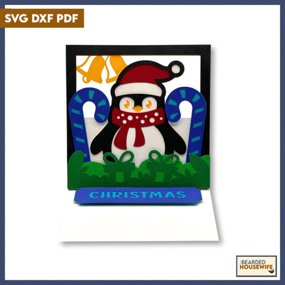 christmas penguin easel card