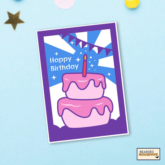 happy birthday cake layered card