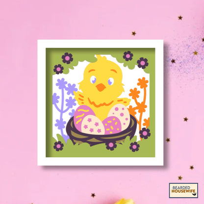 easter chick shadow box