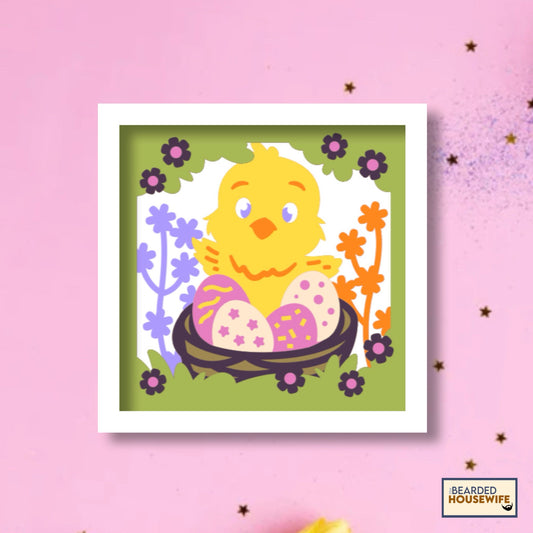 easter chick shadow box